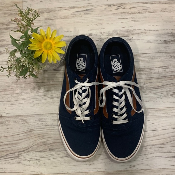 Vans Other - Vans navy canvas with tan trim size 12